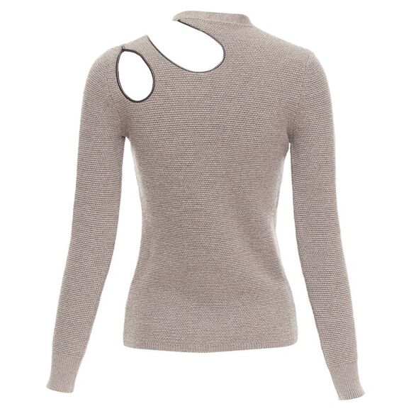 Tom Ford Sweaters - Tom Ford Taupe Wool Leather Sweater